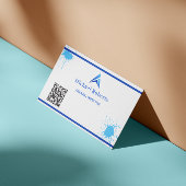 Moderne blaue Farbspritzer Kreativ mit QR-Code Visitenkarte