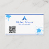 Moderne blaue Farbspritzer Kreativ mit QR-Code Visitenkarte (Vorderseite)