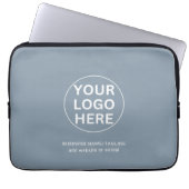 Moderne, blaue Firmenlogos und Textwerbung Laptopschutzhülle (Vorderseite)