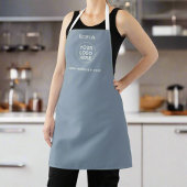 Moderne, blaue Firmenlogos und Textwerbung Schürze