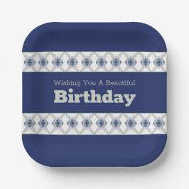 Moderne blaue Flora akzentriert Pappteller