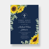 Moderne blaue Flora Erste Heilige Kommune Einladung