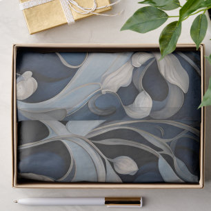 Moderne blaue Floral-Decoupage Seidenpapier