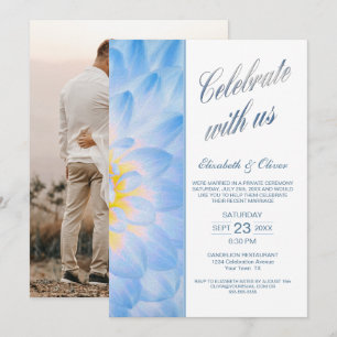 Moderne blaue florale Hochzeitsfeier Einladung