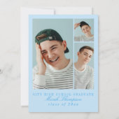 Moderne blaue Foto-Abschlussfeier Einladung (Rückseite)
