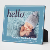 Moderne Blaue Foto Geburtserklärung Fotoplatte (Seite)