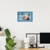 Moderne Blaue Foto Geburtserklärung Poster (Heimbüro)