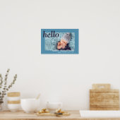 Moderne Blaue Foto Geburtserklärung Poster (Küche)