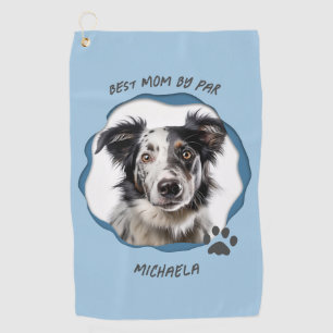 Moderne Blaue Foto-Hundemutter Beste Mama  Golfhandtuch