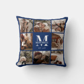 Moderne blaue Fotomaterial Personalisiert Kissen (Vorderseite)