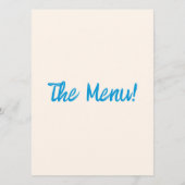 Moderne, blaue, französische Handzeichnung Retro H Menükarte (Rückseite)