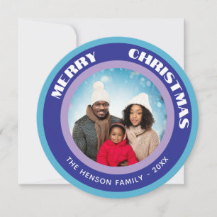Moderne Blaue Frohe Weihnachten Familienfoto