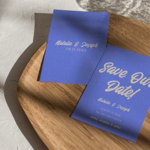 Moderne Blaue Funky Fette Farbige Einzigartige Lus Save The Date
