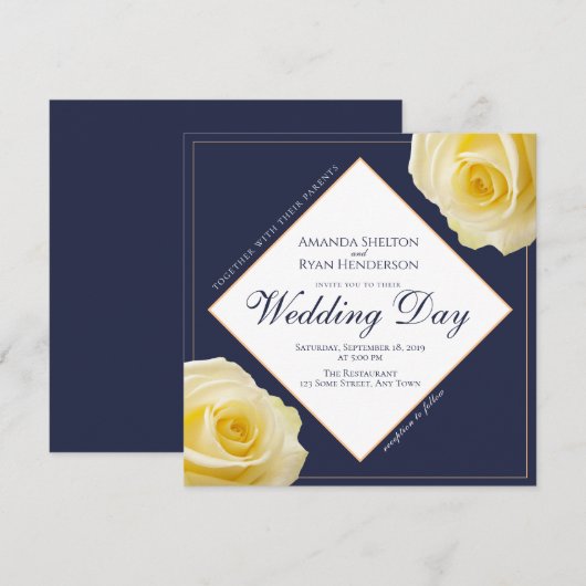 Moderne blaue gelbe einladung (Vorne/Hinten)