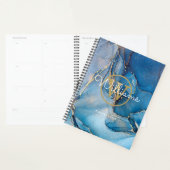 Moderne Blaue Geode Achat Gold Monogramm 2023 Planer (Anzeige)