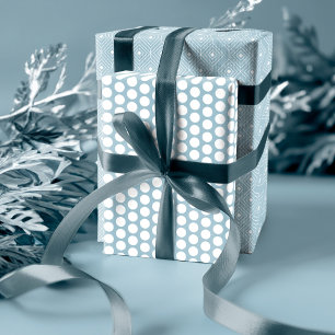 Moderne blaue Geometrie, Polka Dot & Trees Geschenkpapier Set