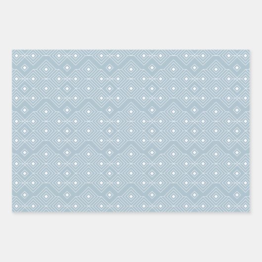 Moderne blaue Geometrie, Polka Dot & Trees Geschenkpapier Set (Vorderseite)