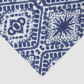 Moderne blaue, geometrische Batik-Stars Seidenpapier (Detail)