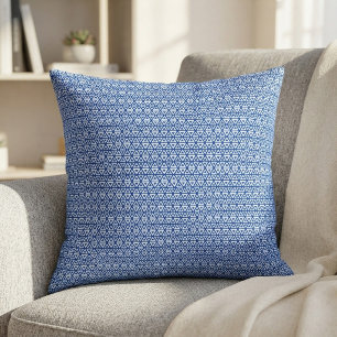 Moderne Blaue Geometrische Dreiecksstruktur Minima Dekokissen