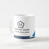 Moderne blaue geometrische Geschäftstasse Kaffeetasse (Vorderseite Links)