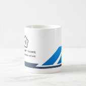 Moderne blaue geometrische Geschäftstasse Kaffeetasse (Mittel)