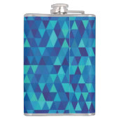 Moderne blaue geometrische Muster mit Namen Flachmann (Rückseite)