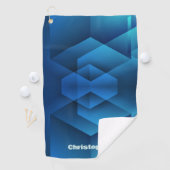 Moderne Blaue Geometrische Name Golfhandtuch (Insitu)