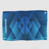 Moderne Blaue Geometrische Name Golfhandtuch (Horizontal)