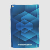 Moderne Blaue Geometrische Name Golfhandtuch (Vorderseite)