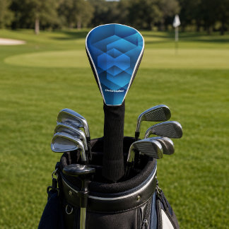 Moderne blaue geometrische Namen Golf Headcover