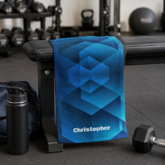 Moderne blaue geometrische Namenssportarten Handtuch