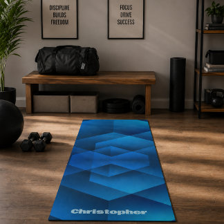 Moderne blaue geometrische Namenssportarten Yogamatte