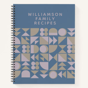Moderne Blaue Geometrische Personalisierte Familie Notizblock