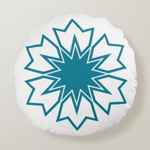 Moderne Blaue Geometrische Stern-Mandala-Individua Rundes Kissen