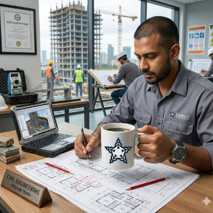Moderne Blaue Geometrische Stern Personalisiert Tasse