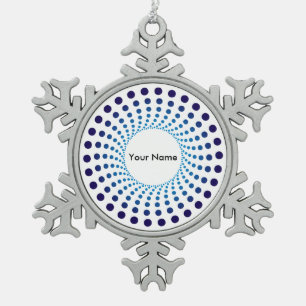 Moderne blaue gepunktete Kreise Schneeflocken Zinn-Ornament