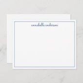 Moderne blaue Giralkalligrafie-Skriptgrenze Mitteilungskarte (Vorne/Hinten)