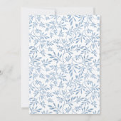 Moderne blaue Glitzer Blätter trendige Babydusche Einladung (Rückseite)