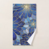 Moderne Blaue Gold Blumenmuster Badhandtuch Set (Handtuch)