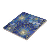 Moderne Blaue Gold Blumenmuster Fliese (Seite)