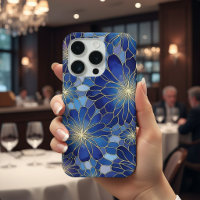 Moderne Blaue Gold Blumenmuster