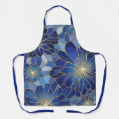 Moderne Blaue Gold Blumenmuster Schürze (Vorderseite)