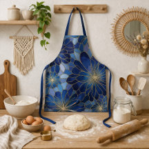 Moderne Blaue Gold Blumenmuster