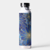 Moderne Blaue Gold Blumenmuster Trinkflasche (Links)
