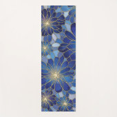 Moderne Blaue Gold Blumenmuster Yogamatte (Vorderseite)