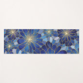 Moderne Blaue Gold Blumenmuster Yogamatte (Vorderseite (Horizontal))