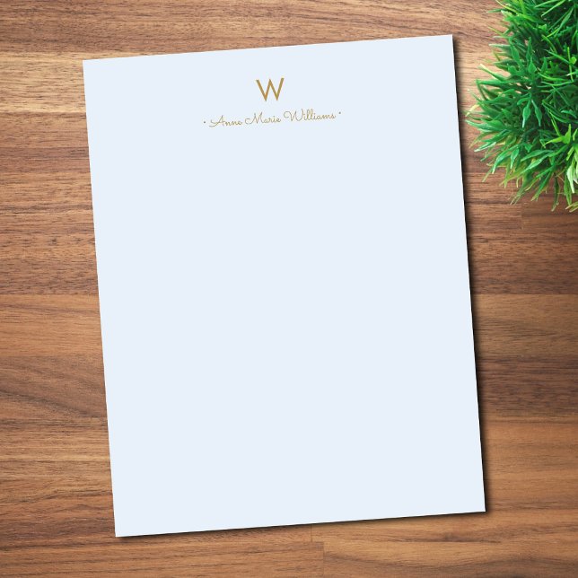 Moderne Blaue Gold-Schrift-Monogramm Briefbogen (Von Creator hochgeladen)