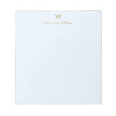 Moderne Blaue Gold-Schrift Monogramm Notizblock (Vorderseite)
