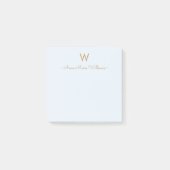 Moderne Blaue Gold-Schrift-Monogramm Post-it Klebezettel (Vorderseite)