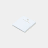 Moderne Blaue Gold-Schrift-Monogramm Post-it Klebezettel (angewinkelt)